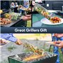 Ensemble de paniers de grillage enroulable emboîtables 2 Paniers de barbecue cylindriques en acier inoxydable avec poignée en bo