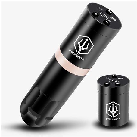 Poseidon Stylo de tatouage à batterie avec batterie supplémentaire 1500 mAh Capacité sans fil Machine à tatouer avec moteur japo