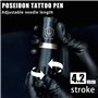 Poseidon Stylo de tatouage à batterie avec batterie supplémentaire 1500 mAh Capacité sans fil Machine à tatouer avec moteur japo