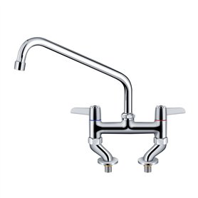 TAIMIKO Robinet mitigeur d'évier de cuisine 2 trous Robinet mitigeur d'eau froide et chaude avec bec pivotant col de cygne