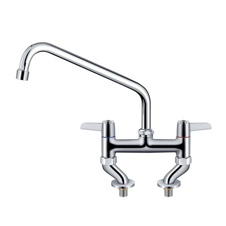 TAIMIKO Robinet mitigeur d'évier de cuisine 2 trous Robinet mitigeur d'eau froide et chaude avec bec pivotant col de cygne
