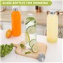 LIMILI Lot de 2 bouteilles en verre avec couvercles en acier inoxydable de 1 000 ml, anti-fuites, réutilisables, pour boissons c