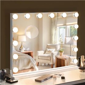 Hansong Miroir Hollywood avec éclairage et 14 Ampoules Hollywood réglables 3 Modes déclairage Grand mirroir maquilleur Lumineux