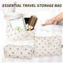 3 Pièces Trousse de Toilette Femme, Trousse en Coton Matelassé, Ensemble de Sacs à Cosmétiques de Voyage avec Motif Floral Exqui
