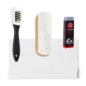 kurkip 4 PCS brosses daim & nubuck Kit de nettoyage pour chaussures 4 faces avec poils en laiton avec gomme et chiffon de nettoy