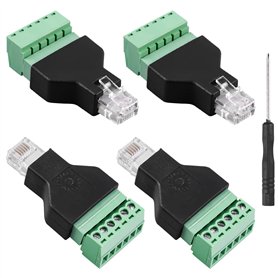 GOMETY Lot de 4 adaptateurs RJ12 mâle vers 6 broches bornier à vis RJ12 6P6C - Adaptateur de bornier à vis RJ12 pour téléphone
