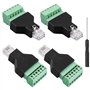 GOMETY Lot de 4 adaptateurs RJ12 mâle vers 6 broches bornier à vis RJ12 6P6C - Adaptateur de bornier à vis RJ12 pour téléphone