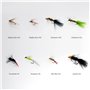 BASSDASH Ensemble de Mouches de pêche à la Mouche Pêche à l'achigan à Grande Bouche avec boîte à Mouches, avec Mouches sèches/Mo