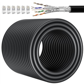 Câble Ethernet 80m Cat 7 Cable RJ45 80 Mètres Blindé SFTP Tres Long Câble Réseau Haut Débit 10Gbps 600MHz Exterieur Intérieur