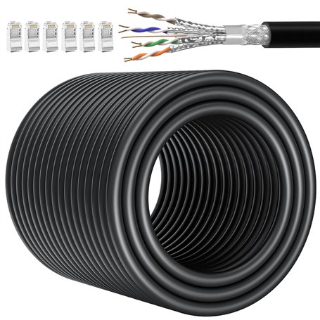 Câble Ethernet 80m Cat 7 Cable RJ45 80 Mètres Blindé SFTP Tres Long Câble Réseau Haut Débit 10Gbps 600MHz Exterieur Intérieur