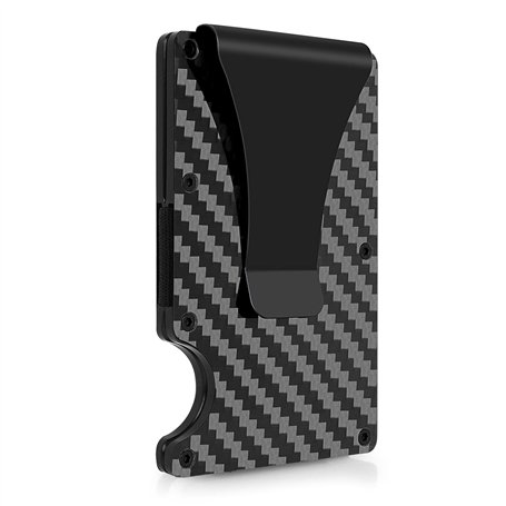 Molain Portefeuille en fibre de carbone avec pince à billets en métal et blocage RFID pour homme