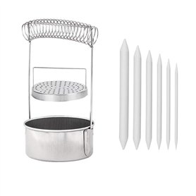 KBNIAN Nettoyeur de pinceau en acier inoxydable + 6 Estompes de Mélange Brosse Portable pour Nettoyage de Pinceau Passoire Avec
