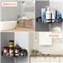 Uootach 2 Pièces Etagère de Douche d'angle sans Perçage en Aluminium, Tablette de Douche d'angle avec Crochets, Organisateurs de