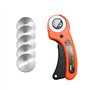 Couteau de couture rotatif 45 mm - Kit de cutter rotatif professionnel avec 5 lames de rechange - Cutter à lames rondes pour mat