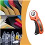 Couteau de couture rotatif 45 mm - Kit de cutter rotatif professionnel avec 5 lames de rechange - Cutter à lames rondes pour mat