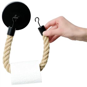Porte-rouleau de papier toilette rétro en corde de chanvre sans perforation - Fixation murale - Décoration de salle de bain - Ac