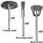 Lot de 90 brosses métalliques, brosses en fil d'acier, brosses en forme de stylo, brosses en forme de T, kit d'accessoires pour 