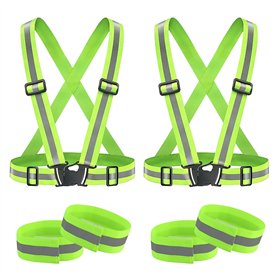 Lot de 2 Gilets réfléchissants avec 2 Bracelets réfléchissants