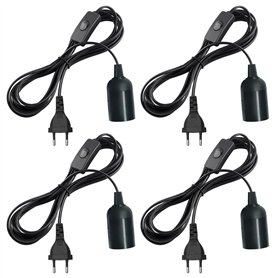 Lot de 4 douilles de lampe E27 : douille de lampe E27 avec câble de 3 m