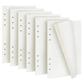 270 Feuilles A5 Recharge Papier en Quadrillé 6 Trous Vierge Feuillets Mobiles pour A5 Carnet Rechargeable Remplacer Pages Intéri