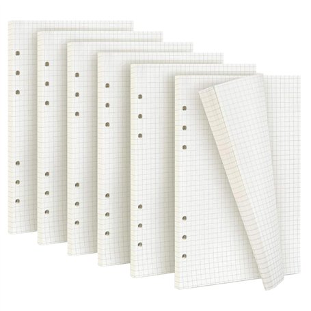 270 Feuilles A5 Recharge Papier en Quadrillé 6 Trous Vierge Feuillets Mobiles pour A5 Carnet Rechargeable Remplacer Pages Intéri