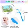 200 Pièces Fils Dentaires Pour Enfants, 4 Couleurs Fil Dentaire Avec Manche Sans Cire et Antidérapant, Dental Floss Pour L'Élimi