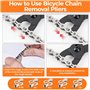 TEBOKHAD Dérive de Chaîne pour Vélo, Derive Chaine Velo, Ensemble Outil Chaîne Vélo 6 7 8 9 10 11 12 Vitesses (Pince, Démontage,