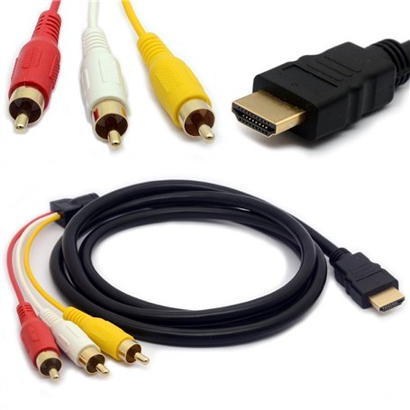 1.5 m HDMI mâle vers 3 RCA câble adaptateur AV Audio Vidéo extension de code pour TV HDTV DVD 1080p M/M Converter connecteur pla