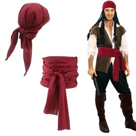 LEOEASIY Foulard de pirate - Accessoire de pirate pour femme - Bandeau de pirate - Ceinture de taille - Crâne de pirate - Convie