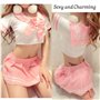 ROSVAJFY Femme Costume Cosplay Écolière Sexy JK Uniform, Halloween Schoolgirl Ensemble Lingerie, Étudiante Jeu Rôle Sous-Vêtemen