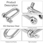 D Manilles, 12 Pcs D Manilles Acier inoxydable pour alpinisme/Randonnée/Chaîne d'ancre/Voile et Manilles à Anneau en D Est Fait 