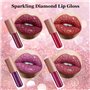 Métallique Briller Rouge à Lèvres, 4pcs Couleurs Glitter Lip Kit,Gloss à Lèvres Pailleté à Haute Brillance,Longue Durée, Résista