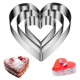 Luazvilkpsar 3 Pièces Cercle a Patisserie Coeur en Inox