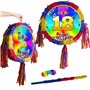 Piñata d'anniversaire 18 ans avec bâton et bandeau pour les yeux