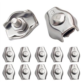 20 Pièces Pince câble métallique Serre-Câble Acier M3 Wire Rope Clips pour Câble d’Acier 1