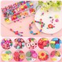 NewZC Lot de 400 Perles en Bois Multicolores Enfants Bricolage Perles 11 types Perles Multicolores Perles en bois avec Trou pour
