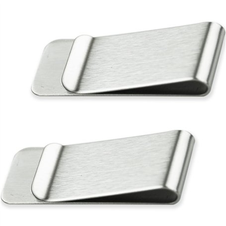 Lot de 2 pinces à billets en acier inoxydable argenté pour argent et cartes de crédit pour homme et femme