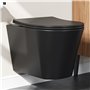 WC suspendu WC mural noir mat avec abattant avec système d'abaissement automatique – WC en céramique avec revêtement nano – chas