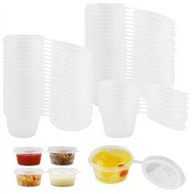 100 Pièces Pots à Sauce en Plastique avec Couvercle