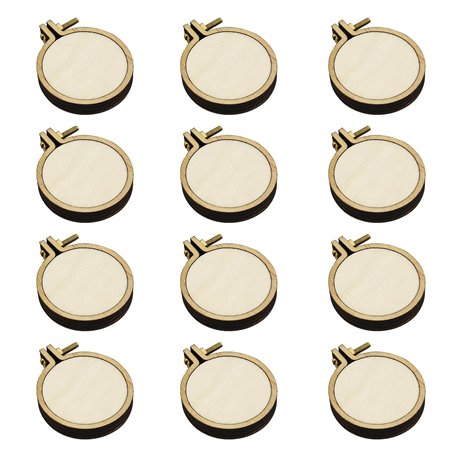 Lot de 12 mini cerceaux en bois perforés pour point de croix