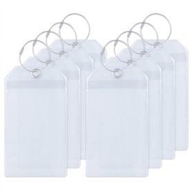 Lot de 8 Étiquettes de Bagage pour Croisière – 19 cm x 11 cm – Etiquette Valise Avec Boucle en Acier Inoxydable – Transparentes