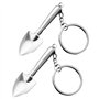 ZGDEIWGF Lot de 2 Mini Porte-clés en Forme de Pelle 3D - Métal Argenté