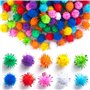 Alpinleux Lot de 200 pompons à paillettes – Pompons à paillettes assortis – Pompons moelleux pour loisirs créatifs