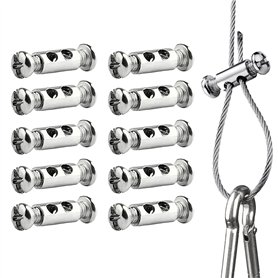 PHIOMUUE Lot de 10 clips de câble métallique pour câble métallique de 1 à 2 mm de diamètre