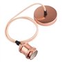 Suspension vintage rétro - Suspension style ancien - Douille E27 - Câble tressé doré