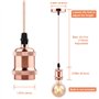 Suspension vintage rétro - Suspension style ancien - Douille E27 - Câble tressé doré
