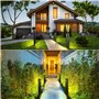 LEDMO 12W Lampe de Jardin 3000K 1100LM Borne lumineuse exterieur Etanche IP65 lampe decorative,Noir Alliage d'aluminium pelouse 