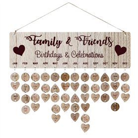 STOBOK Plaque de Conseil d'anniversaire de Famille Bricolage Suspendu Calendrier de Rappel d'anniversaire en Bois avec 50 penden