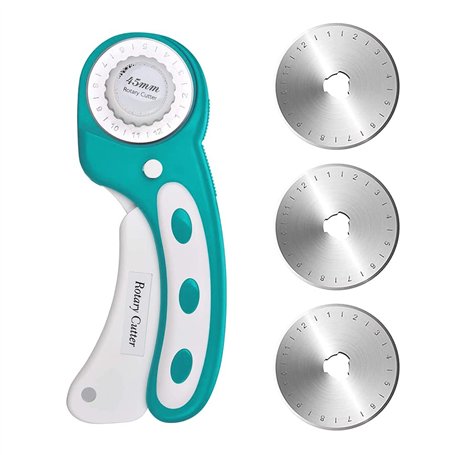 Newaner Cutter Rotatif 3 Lames Solide de Rechange en 45mm avec Verrou de Sécurité