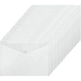 Lot de 24 pochettes transparentes A4 en plastique avec bouton-pression